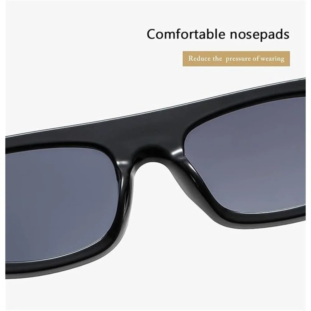 2025 Square Black Sunglasses 80's 90's Street Style Neutral Luxury‎ UV400 Lentes